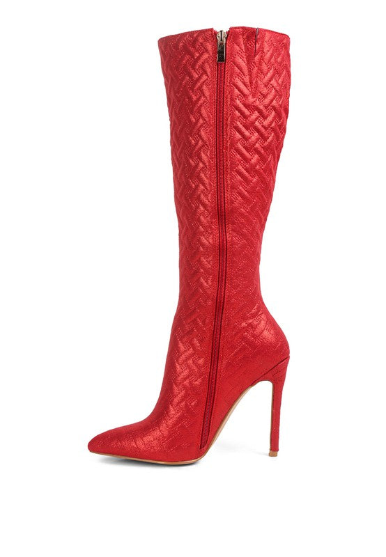 Tinkles Quilted High Heeled Calf Boots - Tigbul's Variety Fashion Shop
