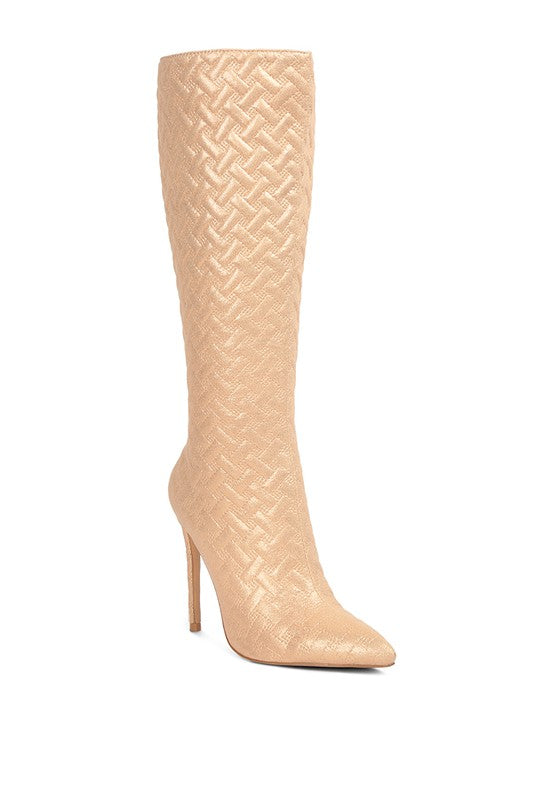 Tinkles Quilted High Heeled Calf Boots - Tigbul's Variety Fashion Shop