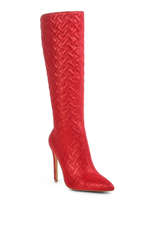 Tinkles Quilted High Heeled Calf Boots - Tigbul's Variety Fashion Shop