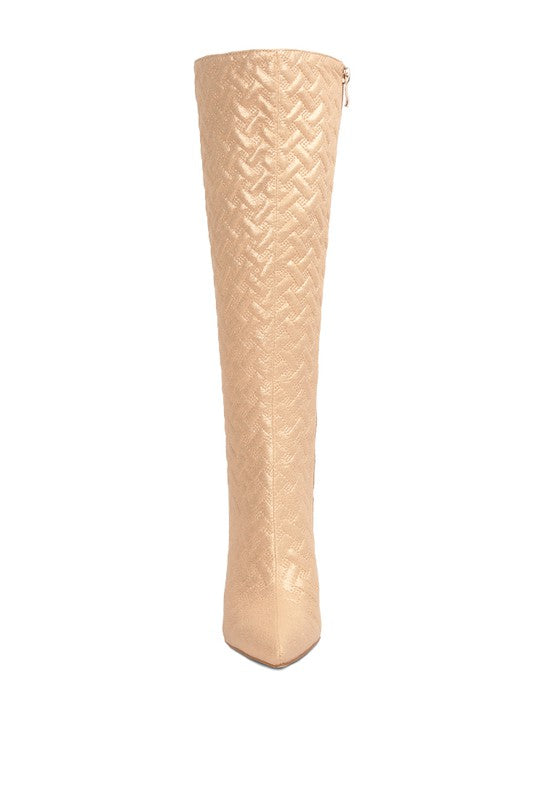 Tinkles Quilted High Heeled Calf Boots - Tigbul's Variety Fashion Shop