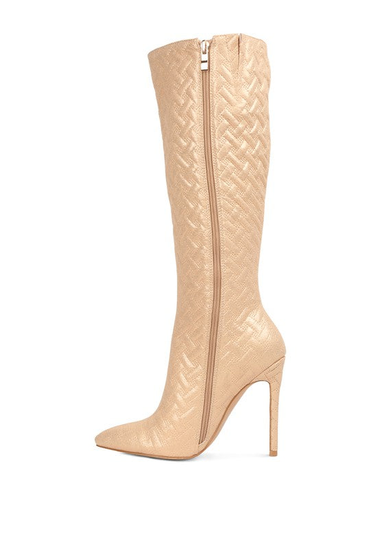 Tinkles Quilted High Heeled Calf Boots - Tigbul's Variety Fashion Shop