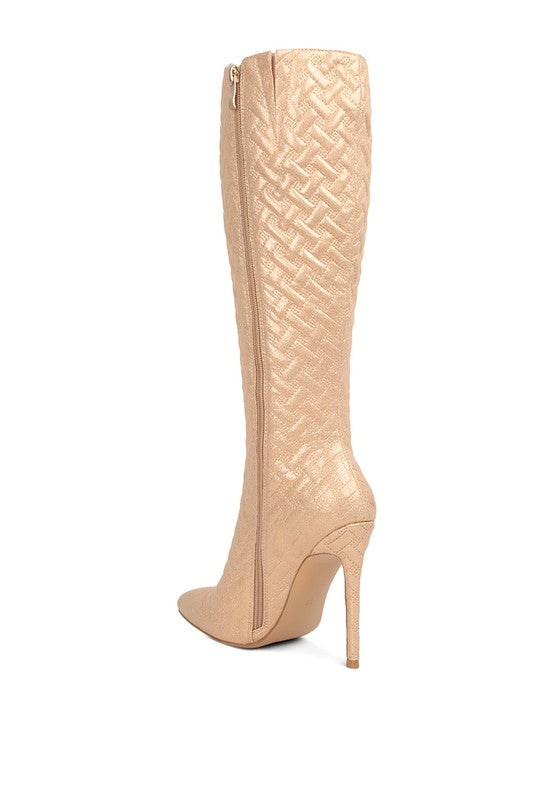Tinkles Quilted High Heeled Calf Boots - Tigbul's Variety Fashion Shop