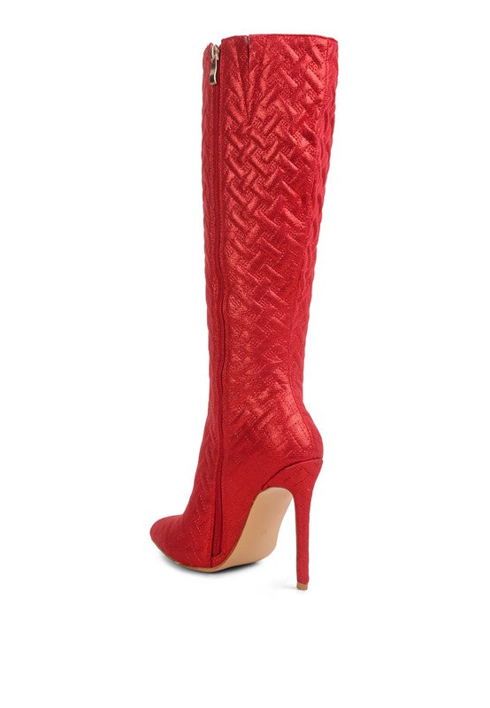 Tinkles Quilted High Heeled Calf Boots - Tigbul's Variety Fashion Shop