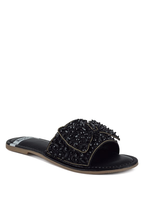 Pipa Big Bow Beaded Flats - Tigbul's Variety Fashion Shop