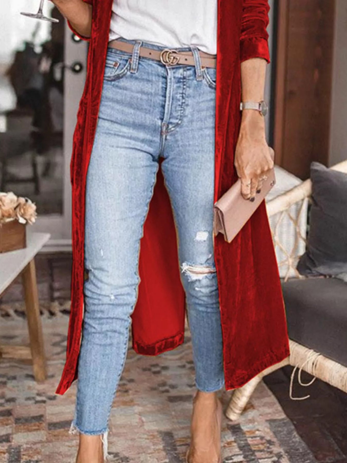 Open Front Long Sleeve Longline Cardigan - Tigbul's Variety Fashion Shop