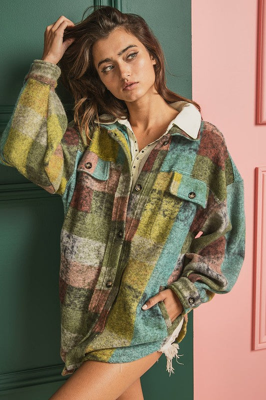 Loose Fit Buttoned Down Check Shirt Jacket - Tigbul's Variety Fashion Shop