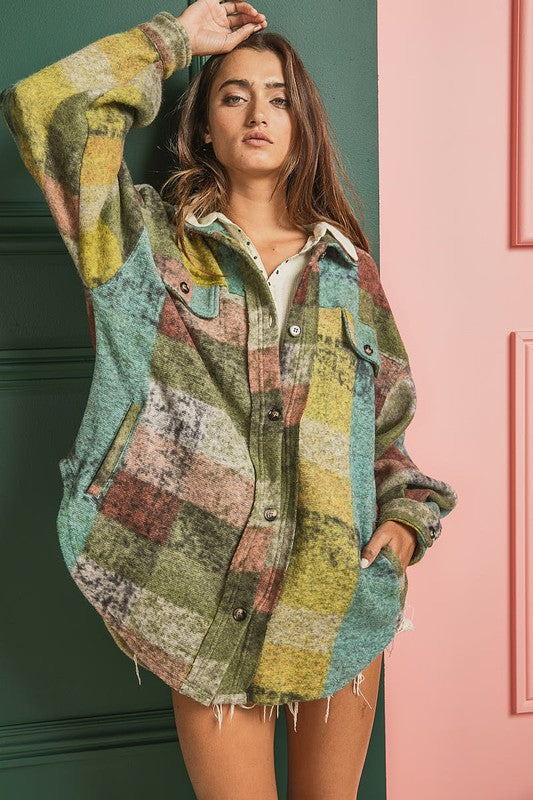 Loose Fit Buttoned Down Check Shirt Jacket - Tigbul's Variety Fashion Shop