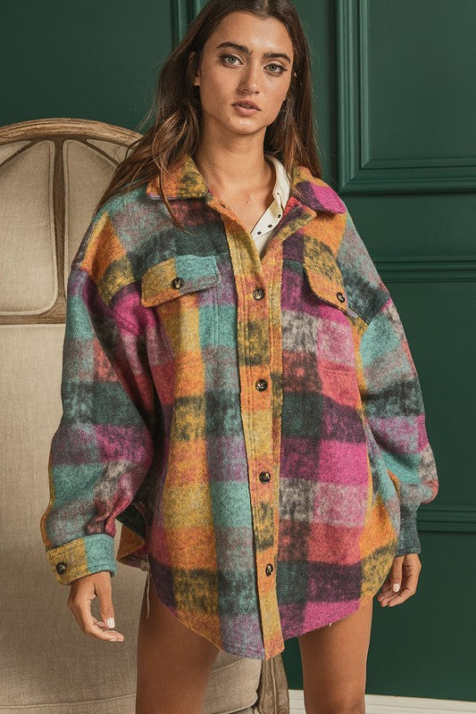 Loose Fit Buttoned Down Check Shirt Jacket - Tigbul's Variety Fashion Shop