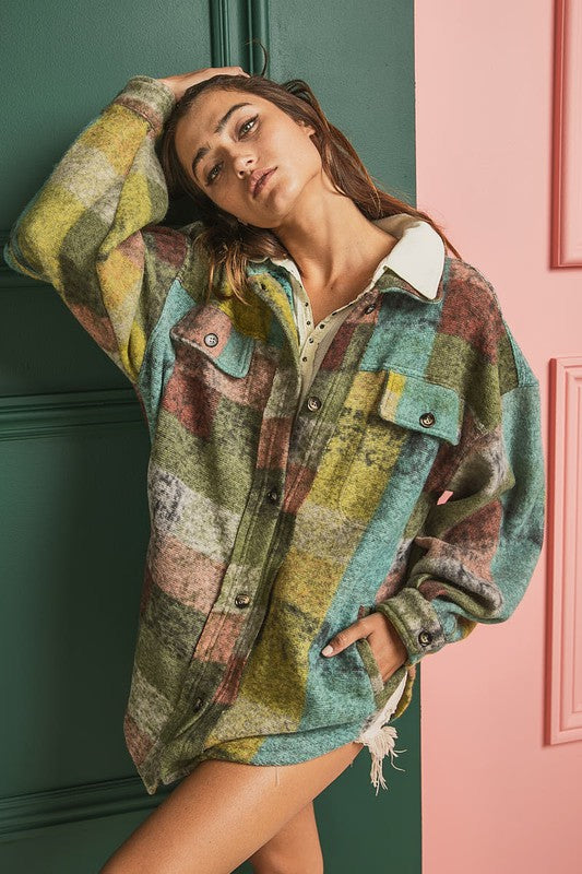 Loose Fit Buttoned Down Check Shirt Jacket - Tigbul's Variety Fashion Shop