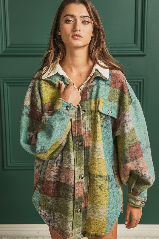 Loose Fit Buttoned Down Check Shirt Jacket - Tigbul's Variety Fashion Shop