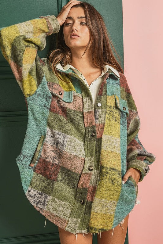 Loose Fit Buttoned Down Check Shirt Jacket - Tigbul's Variety Fashion Shop