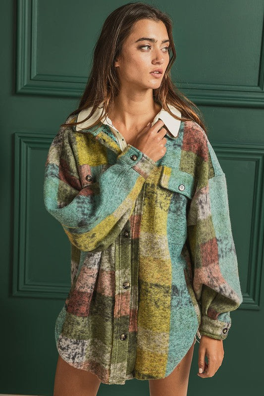 Loose Fit Buttoned Down Check Shirt Jacket - Tigbul's Variety Fashion Shop