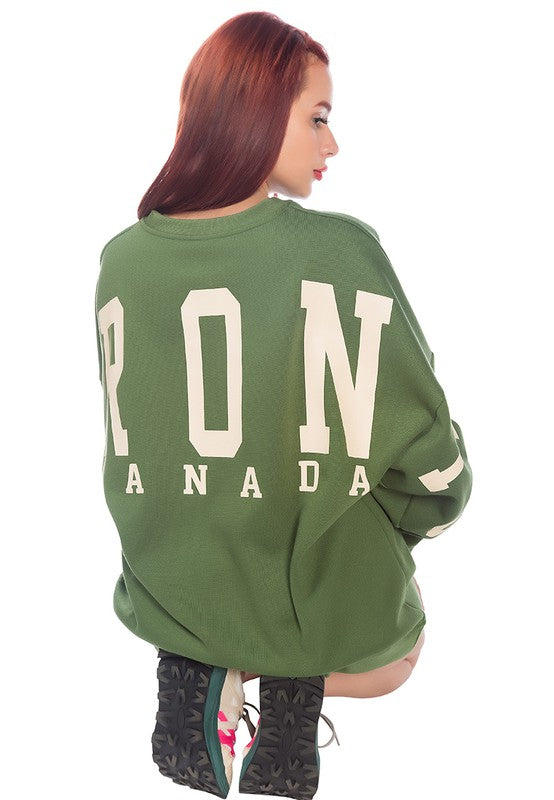 Printed Oversized Sweatshirt - Tigbul's Variety Fashion Shop
