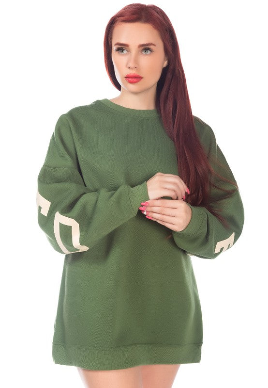 Printed Oversized Sweatshirt - Tigbul's Variety Fashion Shop