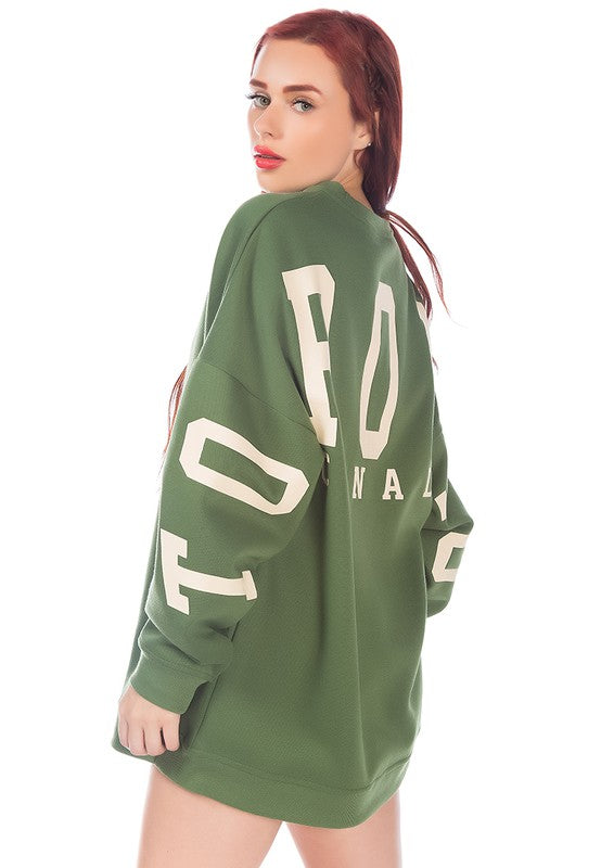 Printed Oversized Sweatshirt - Tigbul's Variety Fashion Shop