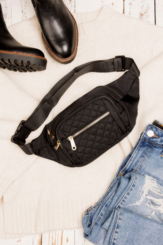 Quilted Belt Sling Bum Bag - Tigbul's Variety Fashion Shop