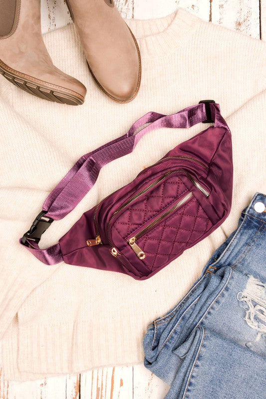 Quilted Belt Sling Bum Bag - Tigbul's Variety Fashion Shop