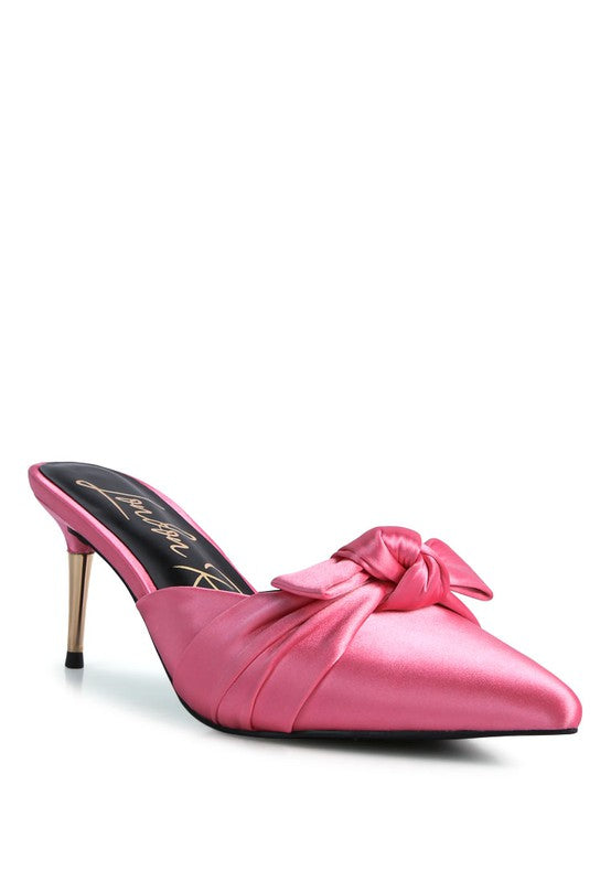 Queenie Satin High Heeled Mule Sandals - Tigbul's Variety Fashion Shop