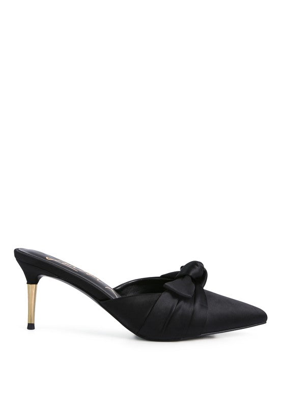 Queenie Satin High Heeled Mule Sandals - Tigbul's Variety Fashion Shop
