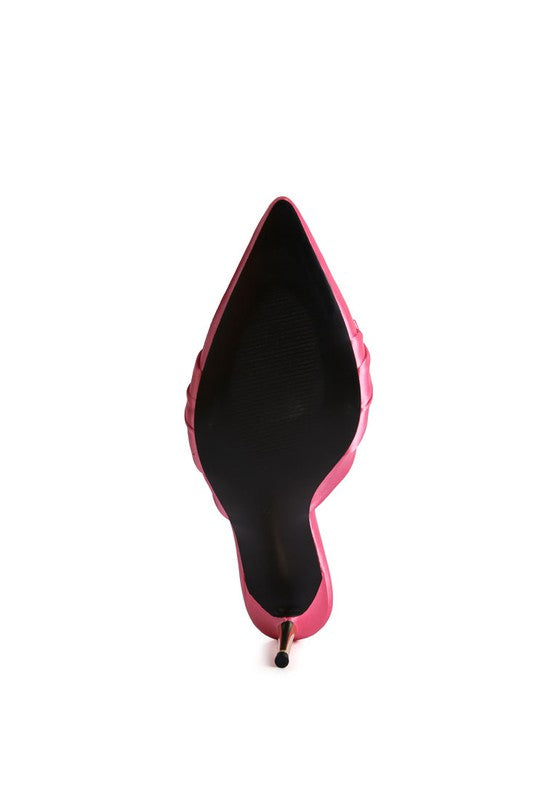 Queenie Satin High Heeled Mule Sandals - Tigbul's Variety Fashion Shop