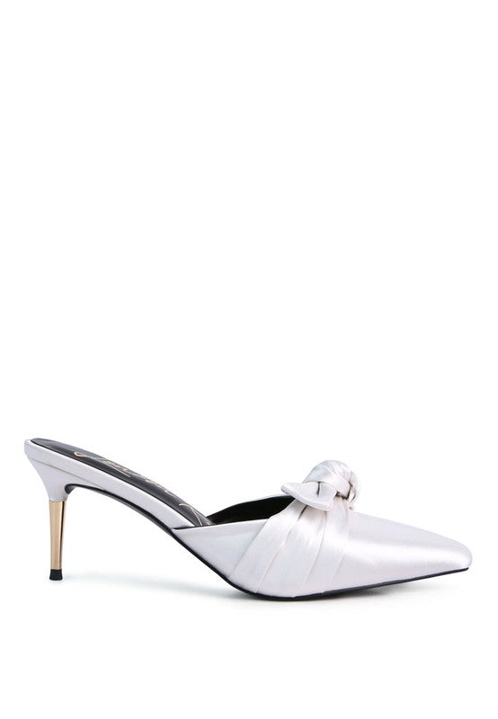 Queenie Satin High Heeled Mule Sandals - Tigbul's Variety Fashion Shop