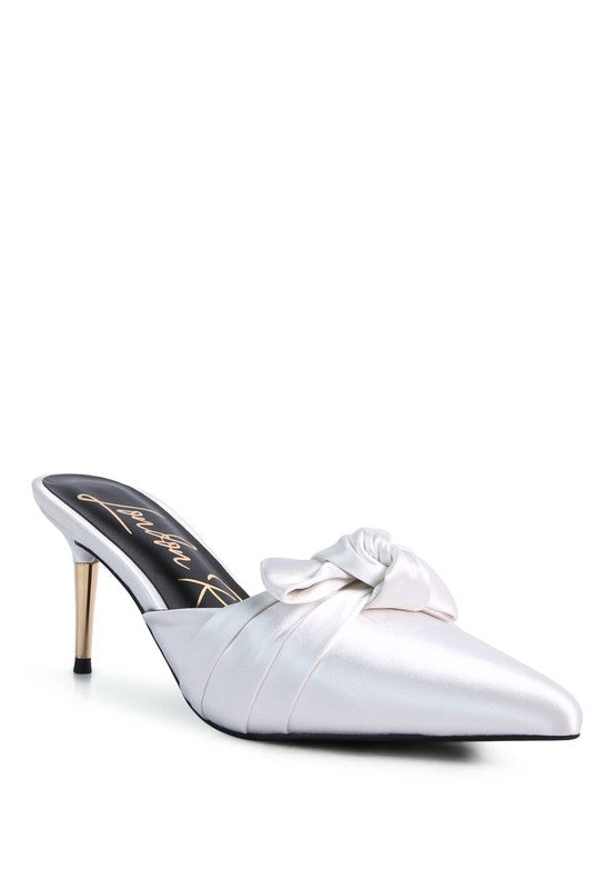 Queenie Satin High Heeled Mule Sandals - Tigbul's Variety Fashion Shop