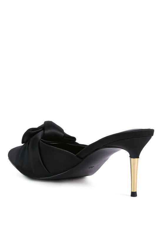 Queenie Satin High Heeled Mule Sandals - Tigbul's Variety Fashion Shop