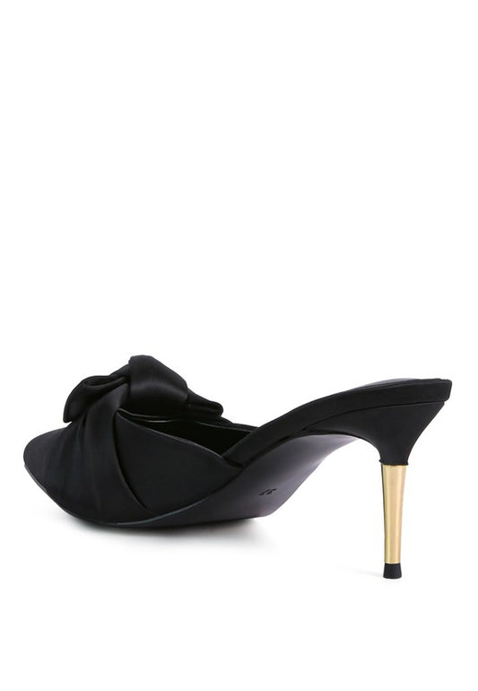 Queenie Satin High Heeled Mule Sandals - Tigbul's Variety Fashion Shop