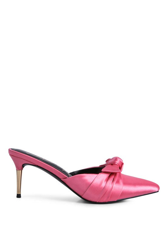 Queenie Satin High Heeled Mule Sandals - Tigbul's Variety Fashion Shop