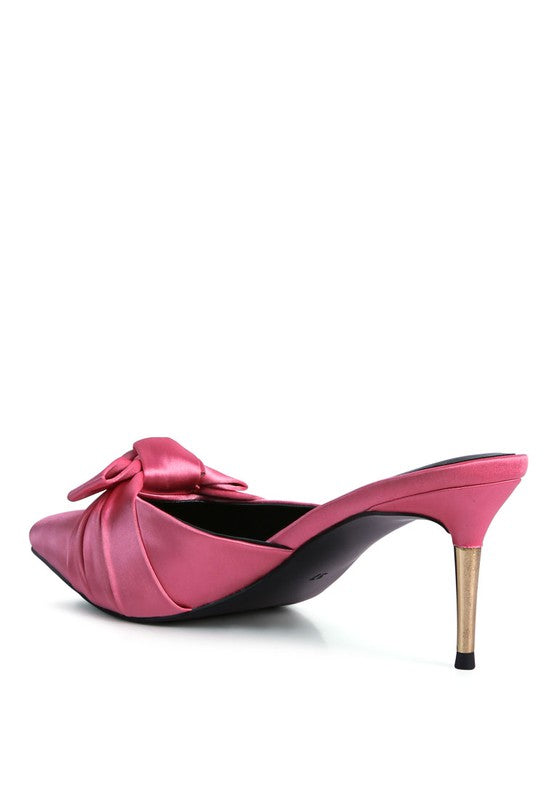 Queenie Satin High Heeled Mule Sandals - Tigbul's Variety Fashion Shop