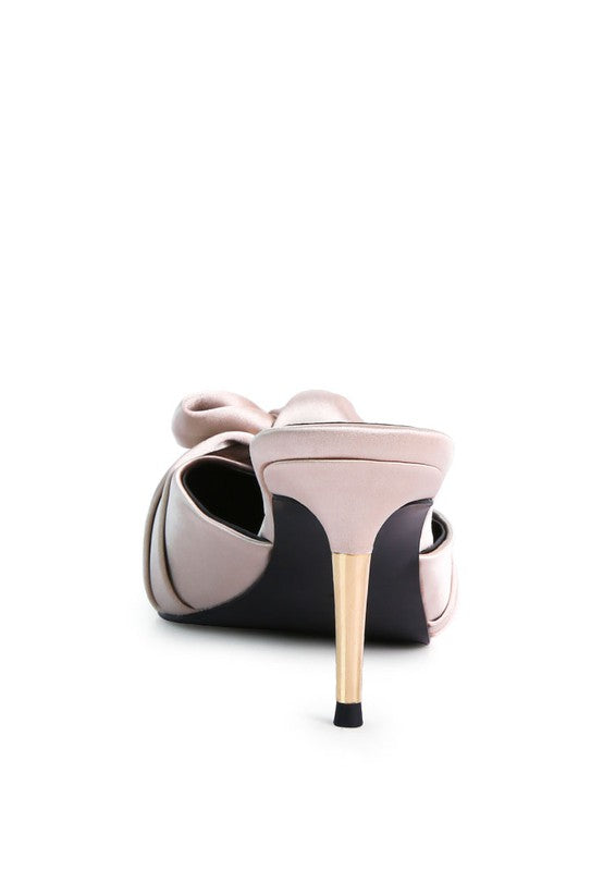 Queenie Satin High Heeled Mule Sandals - Tigbul's Variety Fashion Shop
