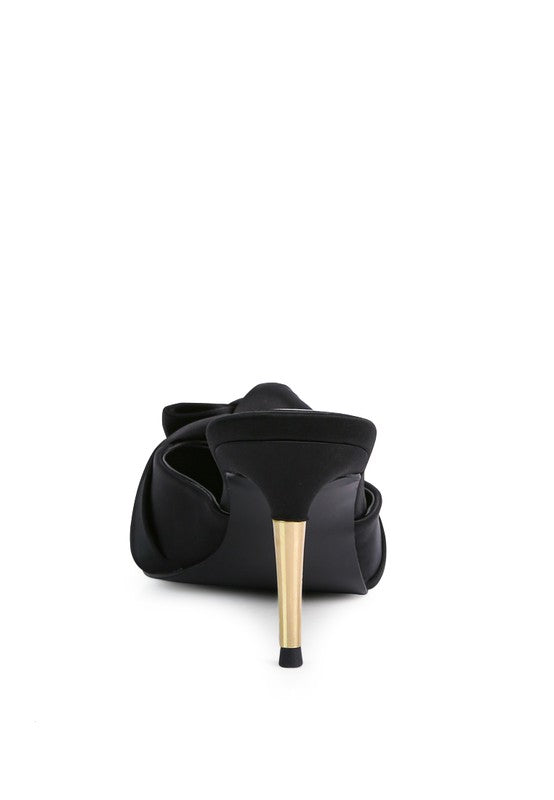 Queenie Satin High Heeled Mule Sandals - Tigbul's Variety Fashion Shop