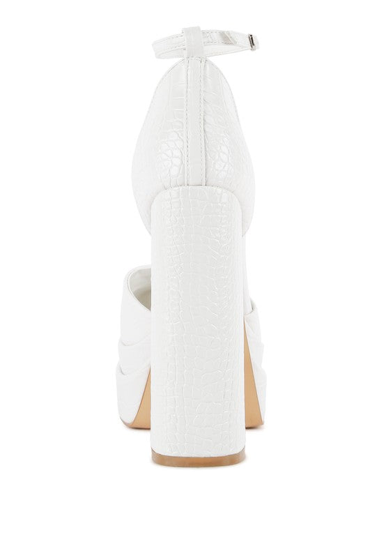 Tempt Me Croc Textured High Heeled Block Sandals - Tigbul's Variety Fashion Shop
