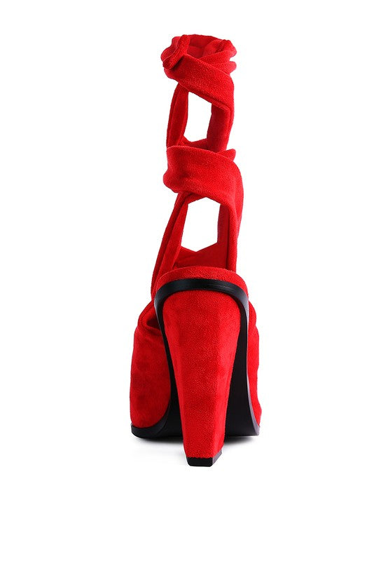 Mama Fav Lace Up High Block Heeled Mules - Tigbul's Variety Fashion Shop