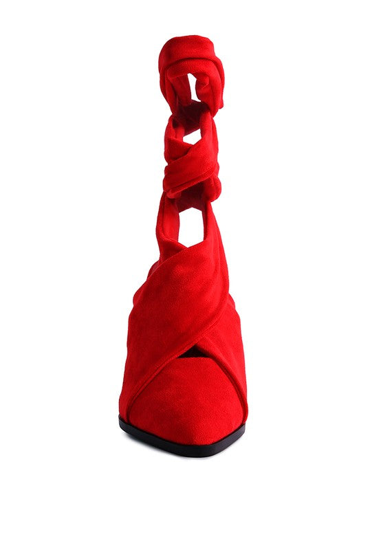 Mama Fav Lace Up High Block Heeled Mules - Tigbul's Variety Fashion Shop