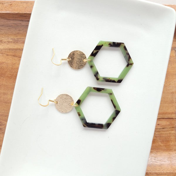 Lennox Earrings - Olive Tortoise - Tigbul's Variety Fashion Shop
