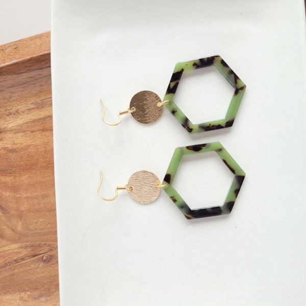 Lennox Earrings - Olive Tortoise - Tigbul's Variety Fashion Shop
