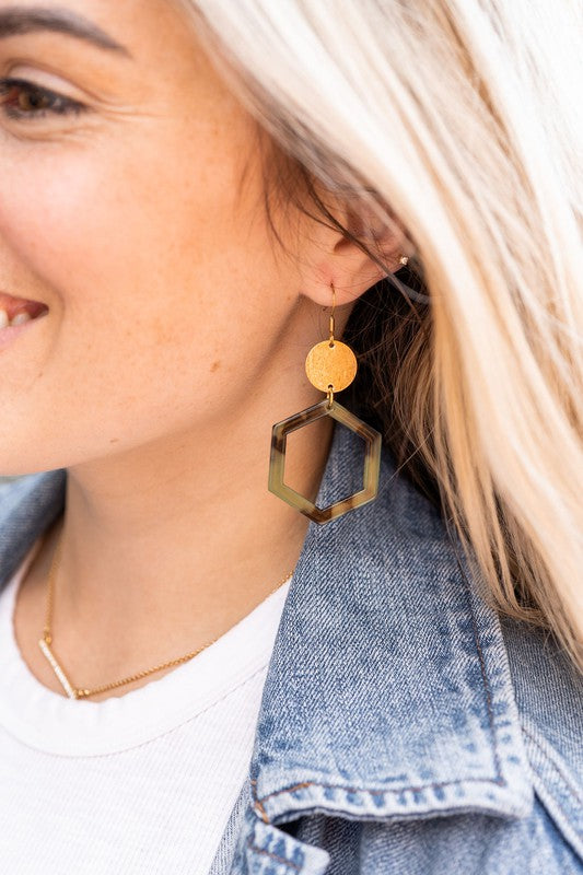 Lennox Earrings - Olive Tortoise - Tigbul's Variety Fashion Shop