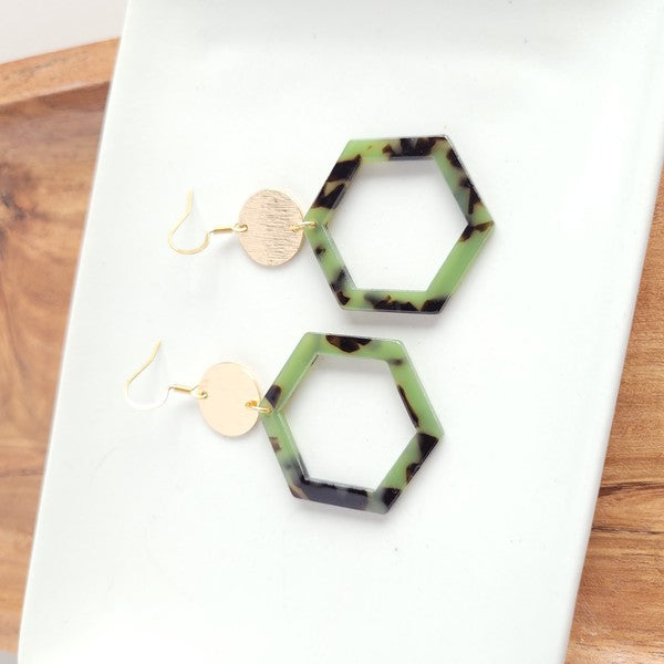 Lennox Earrings - Olive Tortoise - Tigbul's Variety Fashion Shop