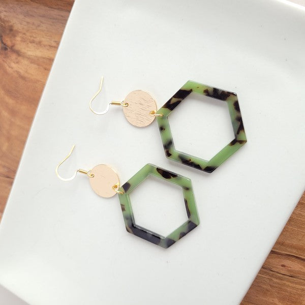 Lennox Earrings - Olive Tortoise - Tigbul's Variety Fashion Shop