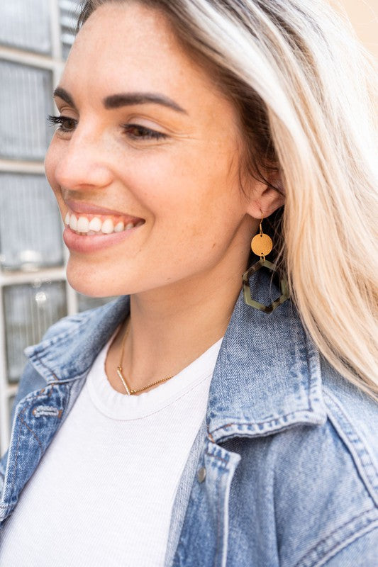 Lennox Earrings - Olive Tortoise - Tigbul's Variety Fashion Shop