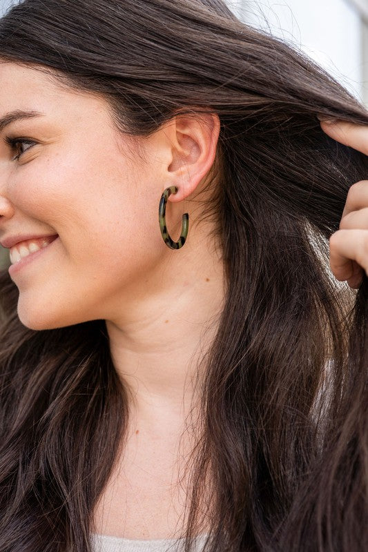 Camy Earrings - Olive Tortoise - Tigbul's Variety Fashion Shop