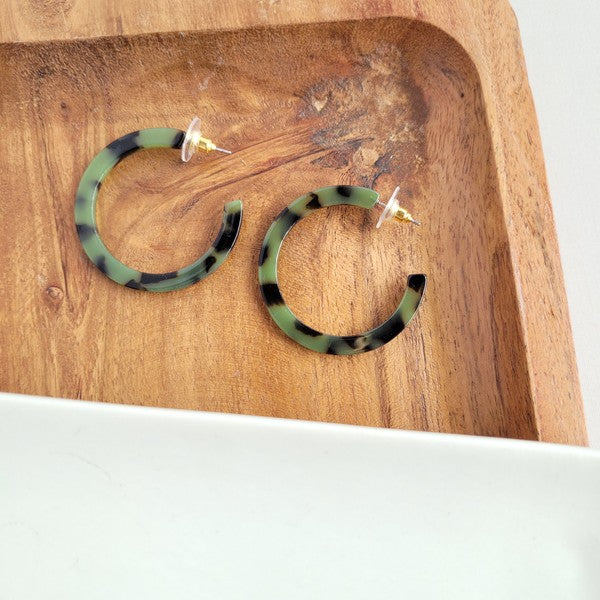 Camy Earrings - Olive Tortoise - Tigbul's Variety Fashion Shop