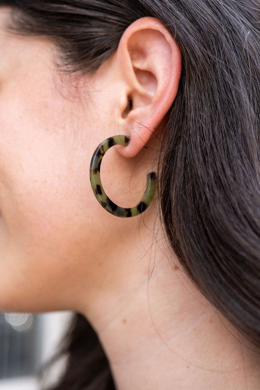 Camy Earrings - Olive Tortoise - Tigbul's Variety Fashion Shop