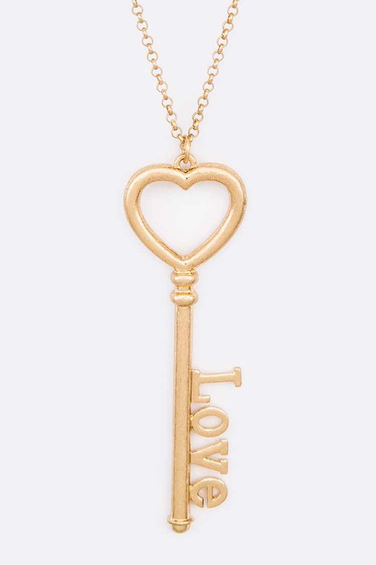 LOVE Key Pendant Necklace - Tigbul's Variety Fashion Shop