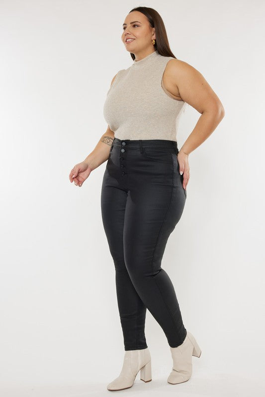 Plus High Rise Coated Ankle Skinny Jeans - Tigbul's Variety Fashion Shop