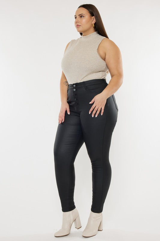 Plus High Rise Coated Ankle Skinny Jeans - Tigbul's Variety Fashion Shop