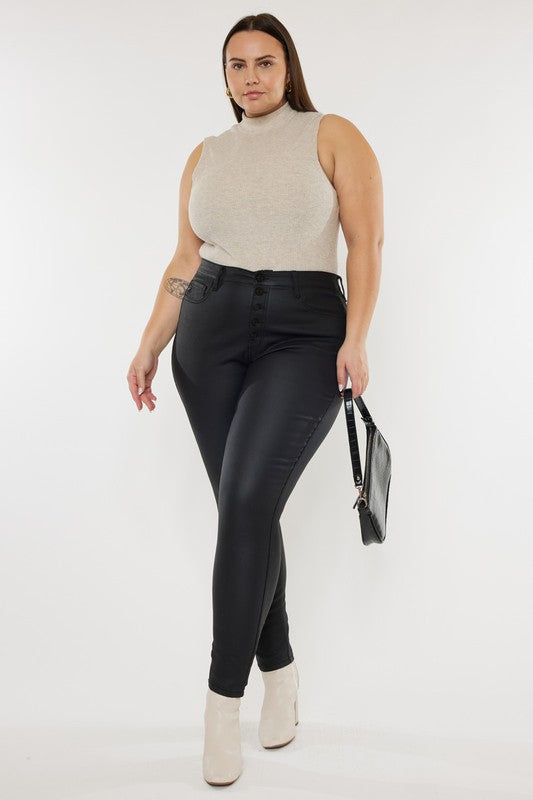 Plus High Rise Coated Ankle Skinny Jeans - Tigbul's Variety Fashion Shop