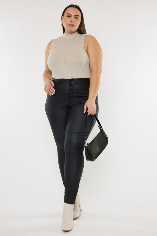 Plus High Rise Coated Ankle Skinny Jeans - Tigbul's Variety Fashion Shop