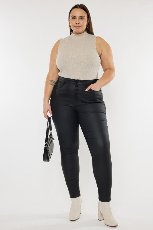 Plus High Rise Coated Ankle Skinny Jeans - Tigbul's Variety Fashion Shop